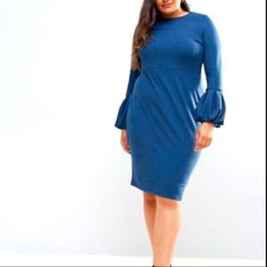 ASOS Curve Bodycon Midi dress With Puff Sleeve